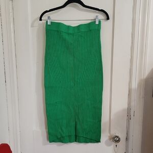 a new day Vibrant Green Ribbed Pencil Skirt